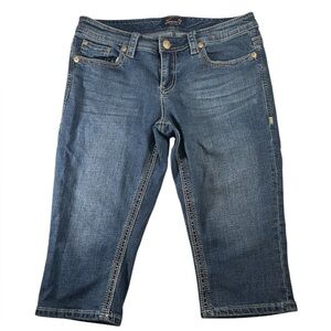 Seven7 Cropped Capri Jeans Dark Wash Stretch Denim Summer Y2K